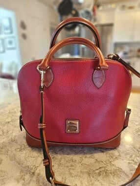Dooney & Bourke Red Pebbled Leather Zip Zip Satchel